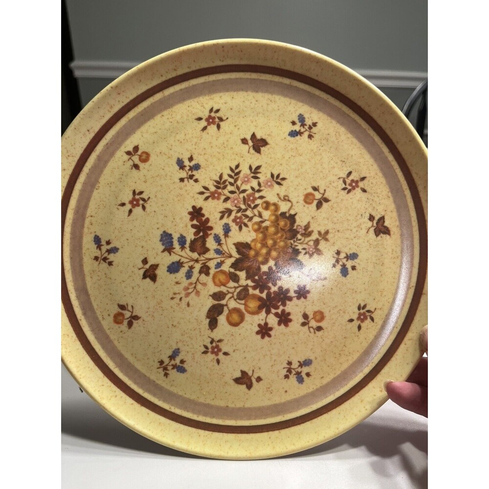Set of 8 Vintage 1970’s Lexington Melamine Floral Yellow Brown 10” Dinner Plates